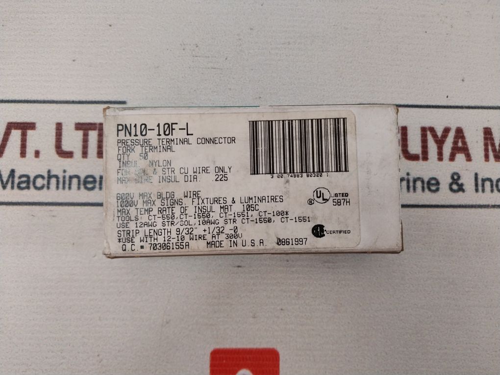 Lot Of 50X Panduit Pn10-10F-l Fork Terminal 600V