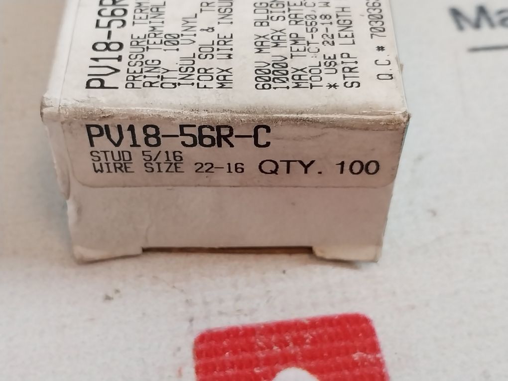 Lot Of 50X Panduit Pv18-56R-c Pressure Terminal Connector Ring Terminal