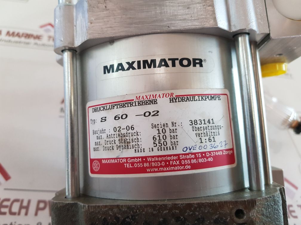Maximator S 60-02 Air Driven Pressure Pump