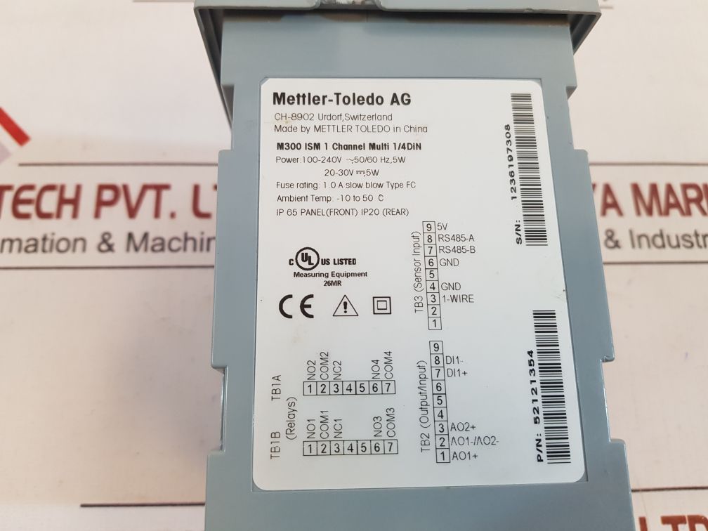 Mettler Toledo M300 Ism 1 Channel Multi 1/4Din Transmitter 52121354