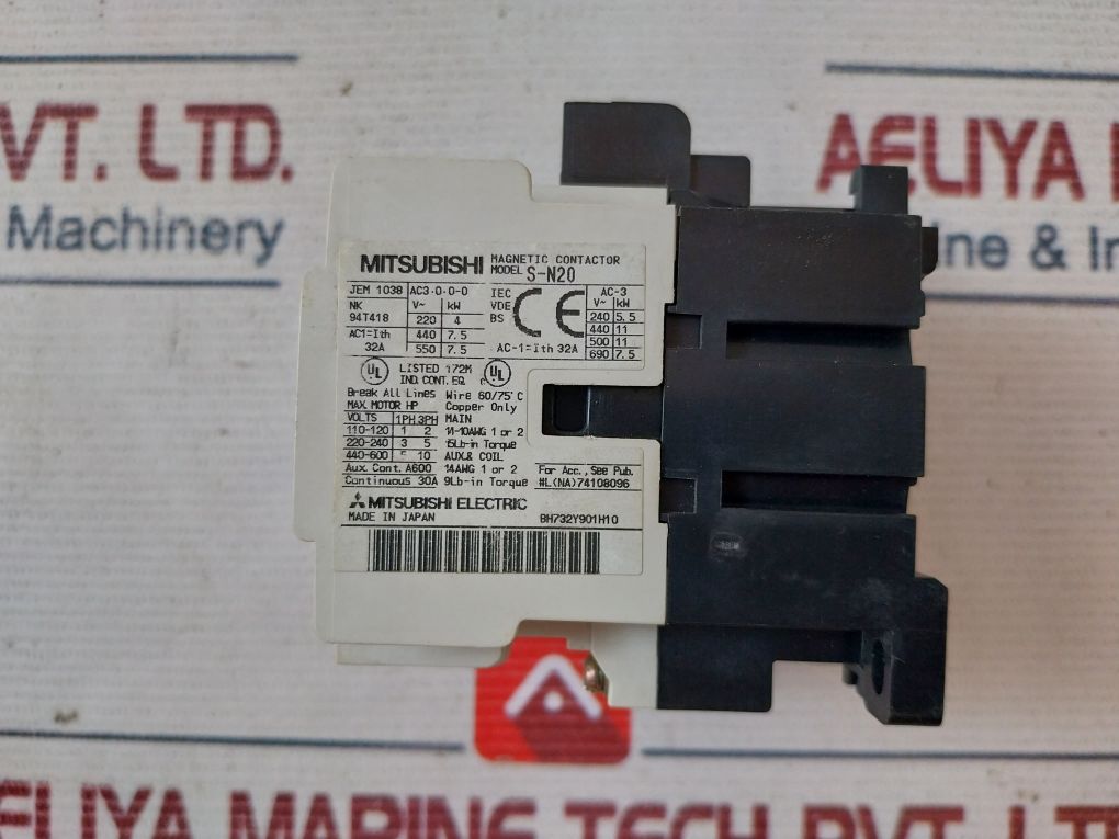 Mitsubishi S-n20 Magnetic Contactor 100-110V 60Hz