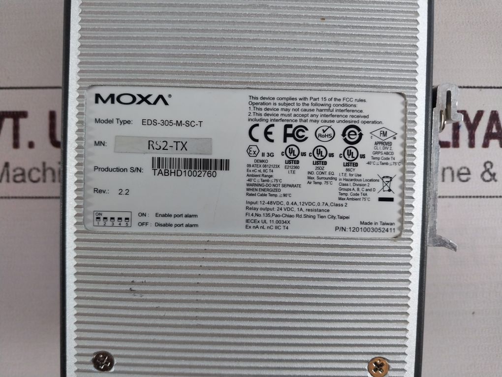 Moxa Eds-305-m-sc-t Etherdevice Switch 24 Vdc 1A Resistance