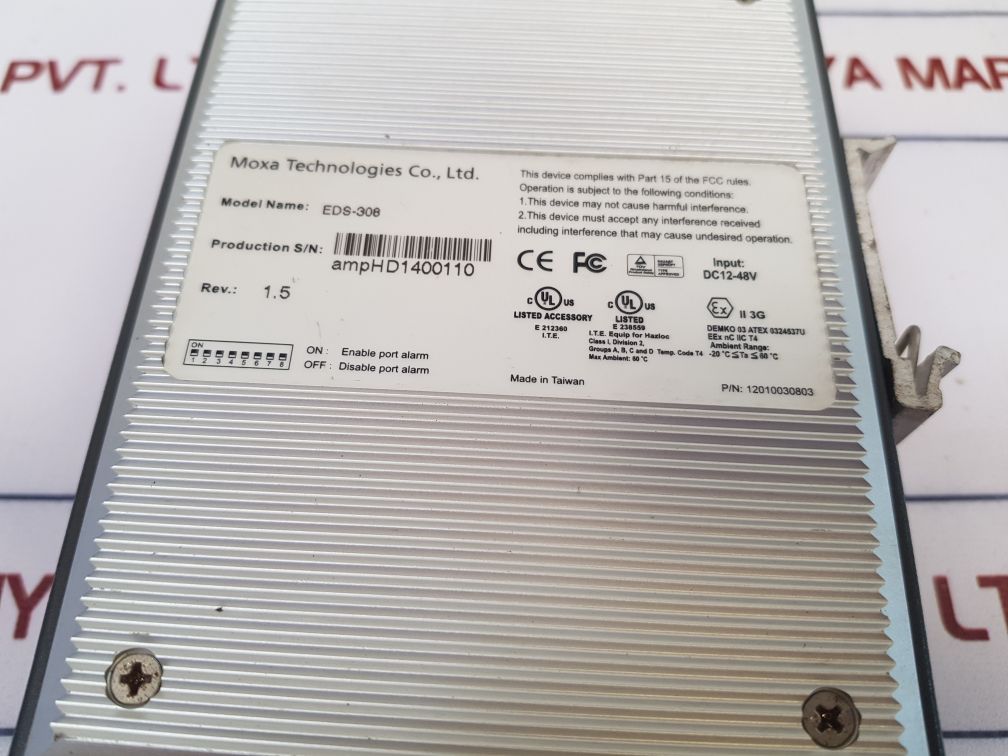 Moxa Eds-308 Rev.: 1.5 Etherdevice Switch 12010030803 Used