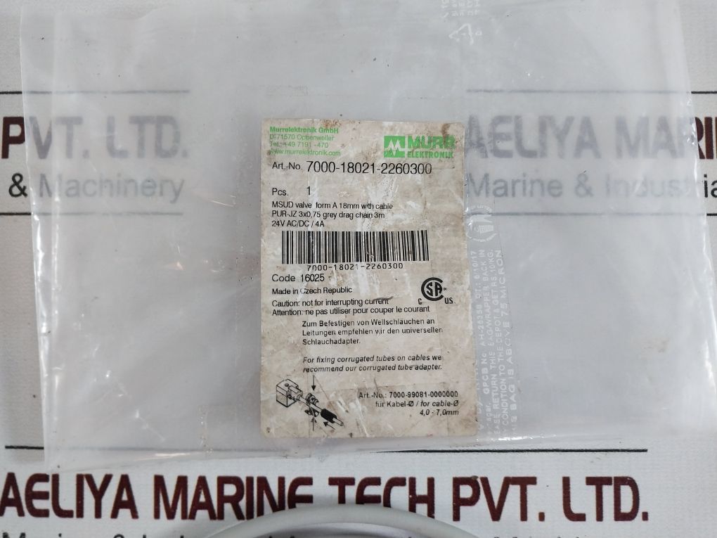 Murr Elektronik 7000-18021-2260300 Msud Valve 18Mm With Cable