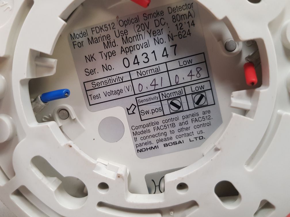 Nohmi Bosai Fdk512 80Ma Optical Smoke Detector