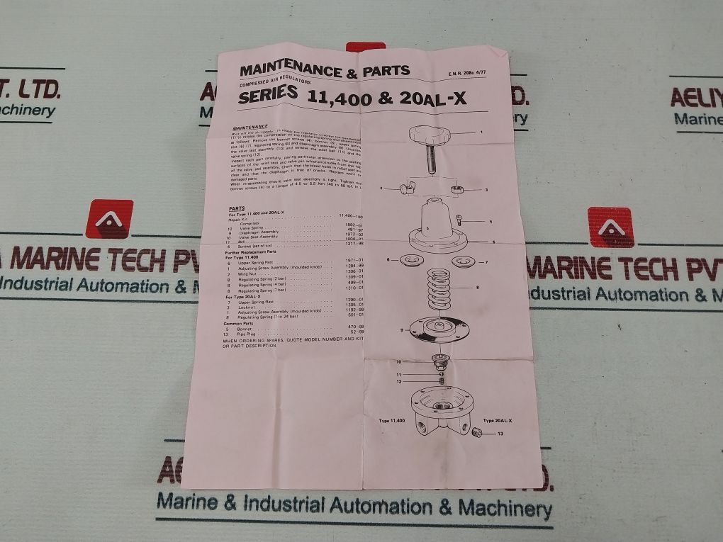 Norgren 11400-100/20Al Compressed Air Regulators Repair Kit