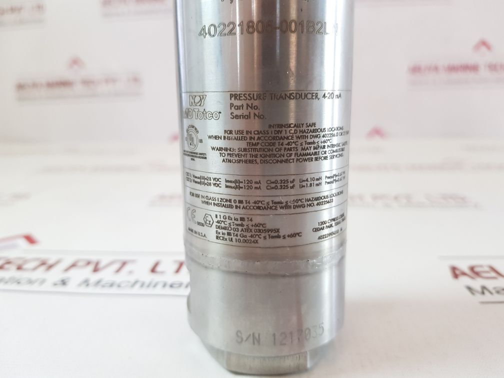 Nov Md Totco 40221805-001B2Ln Pressure Transducer
