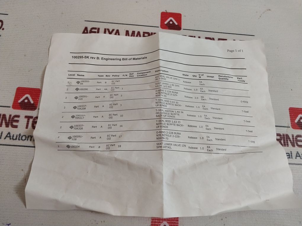 Oceaneering 100818-rk Repair Kit For Valve