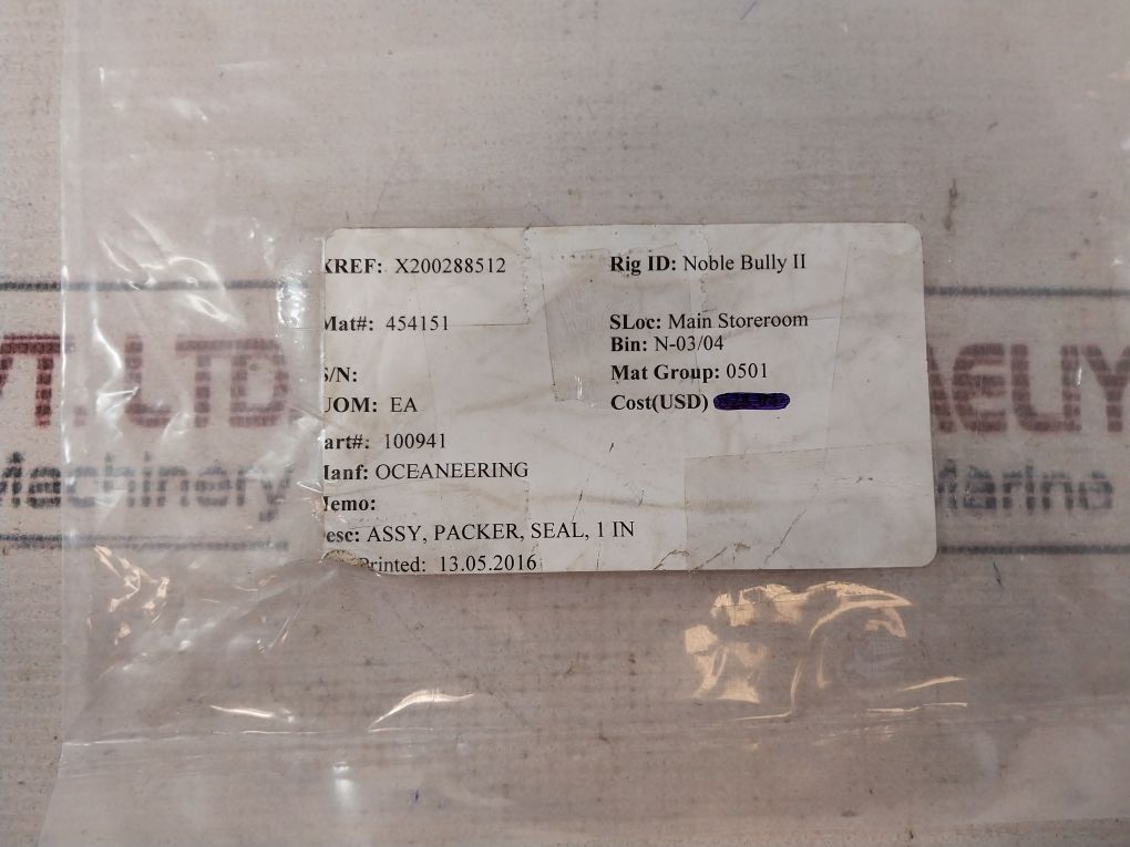 Oceaneering 100941 Packer Seal