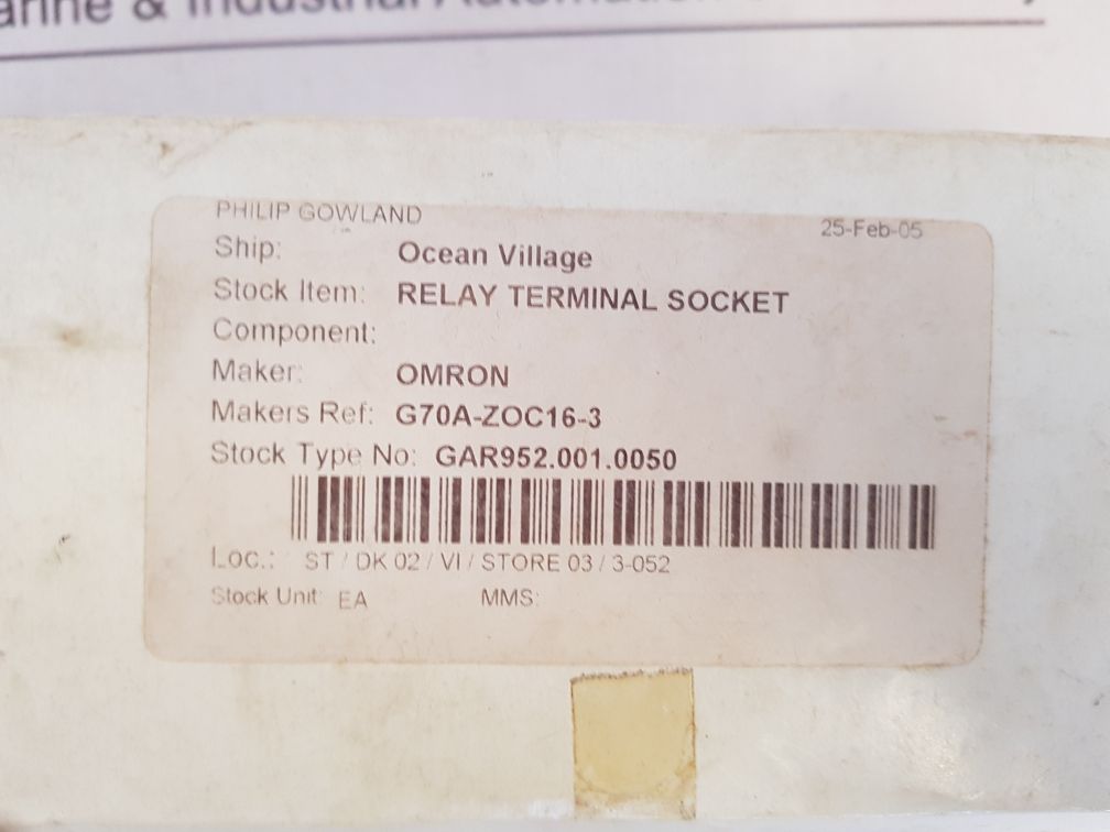 Omron g70a-zoc16-3 relay terminal socket dc24v