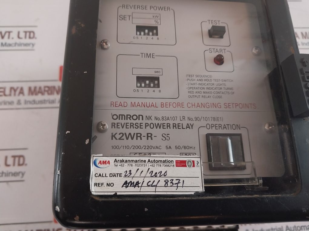Omron K2Wr-r-s5 Reverse Power Relay 90/10178(E1)