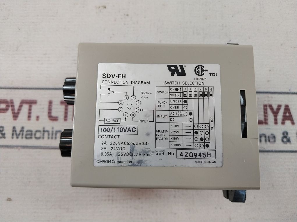Omron Sdv-fh6 Voltage Sensor 110Vac