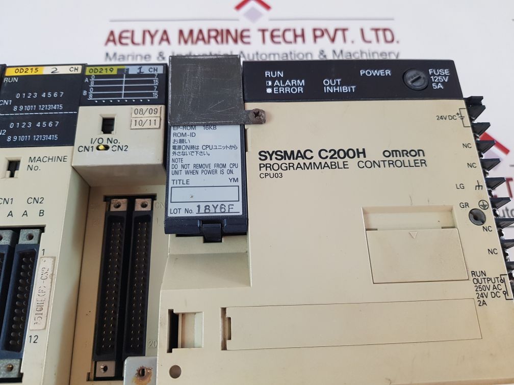 Omron Sysmac C200H Cpu03,Id215,Od215,Ia122,Od219 Programmable Controller Rack