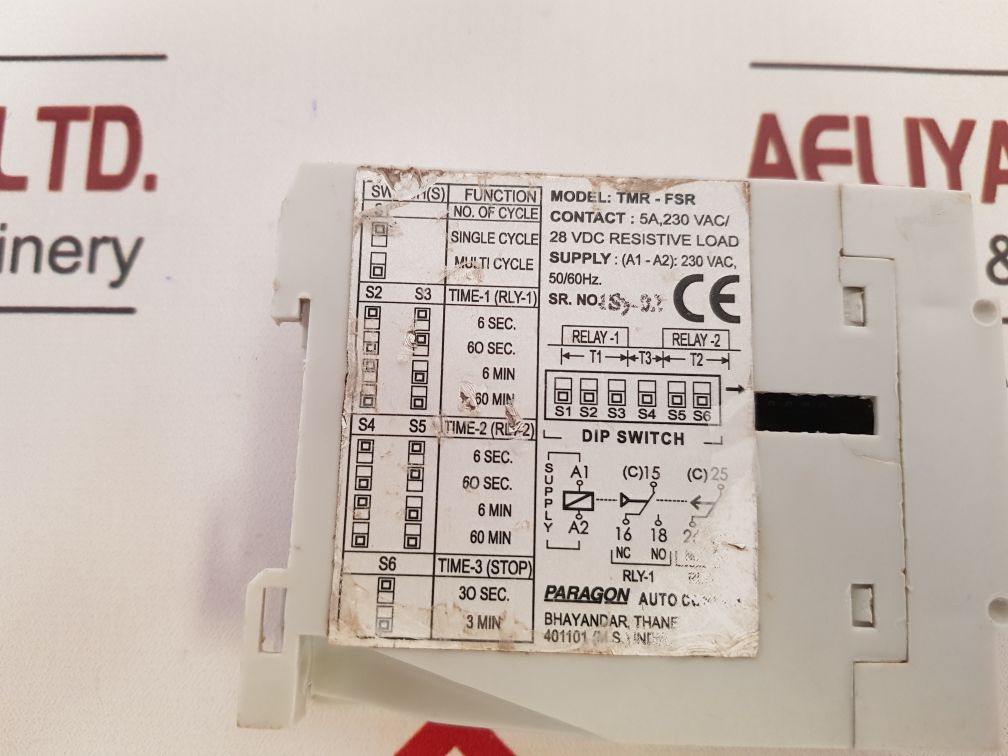 Paragon Tmr-fsr Reverse Timer 230 Vac/28 Vdc 5A