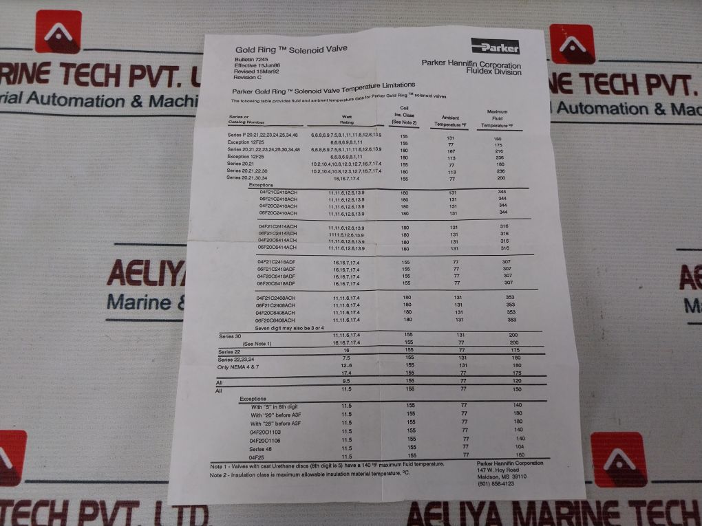 Parker 16F24C2164Aaf Solenoid Valve Without Coil