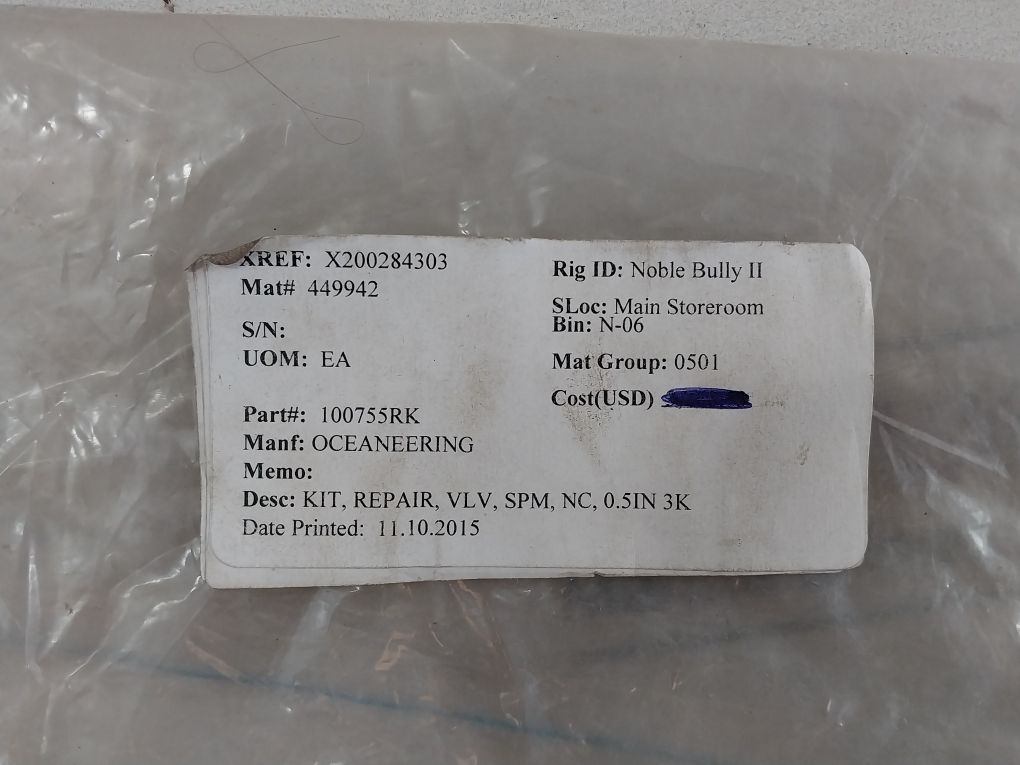 Parker Oceaneering 100755-RK Seal Valve Kit