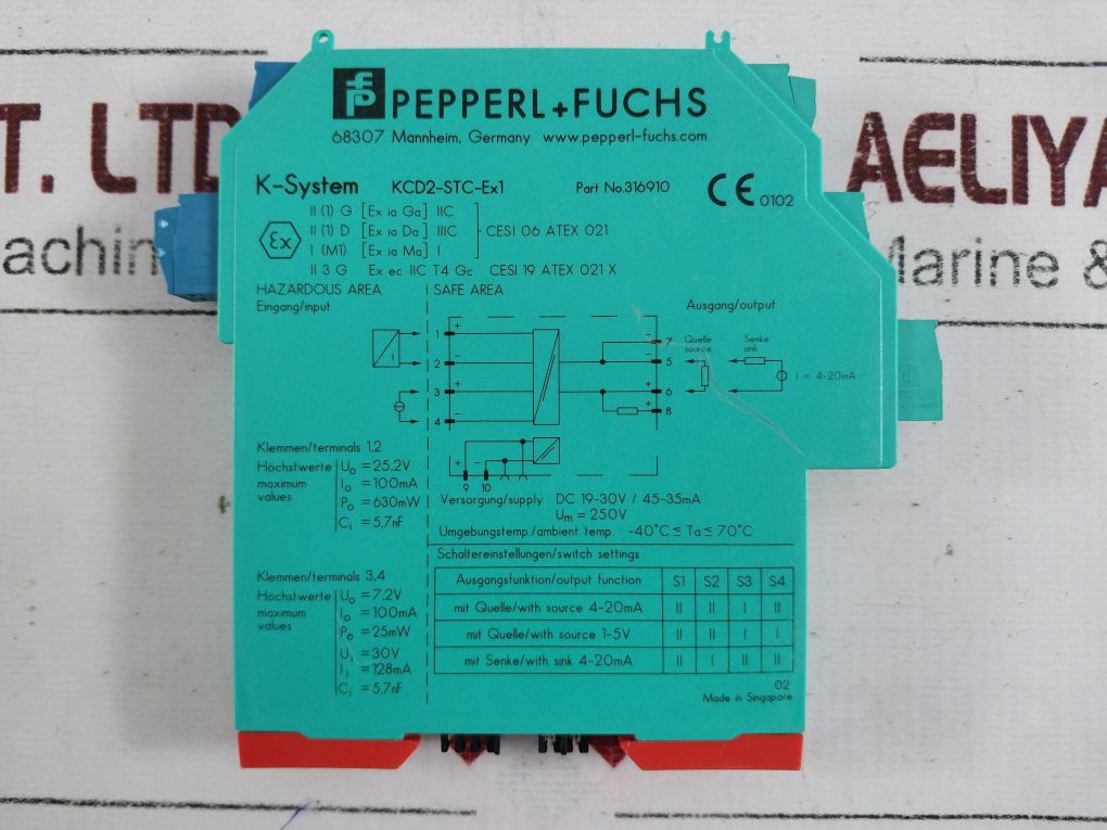Pepperl+Fuchs Kcd2-stc-ex1 Safety Barrier 316910 30V