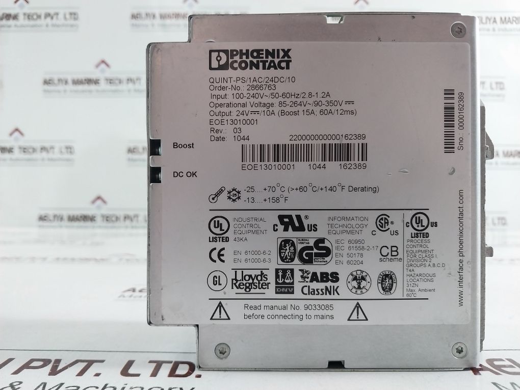 Phoenix Contact Quint-ps/1Ac/24Dc/10 Power Supply 2866763 Rev: 03