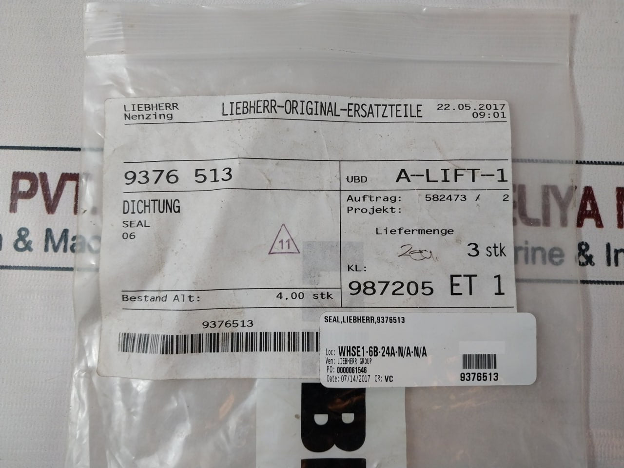 Lot Of 2X Liebherr 9376 513 Dichtung Seal