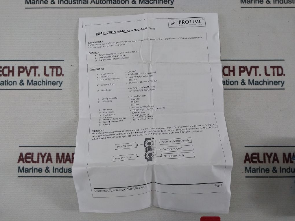 Protime N22-acm Adjustable Cyclic Timer A1-a2 230V Ac