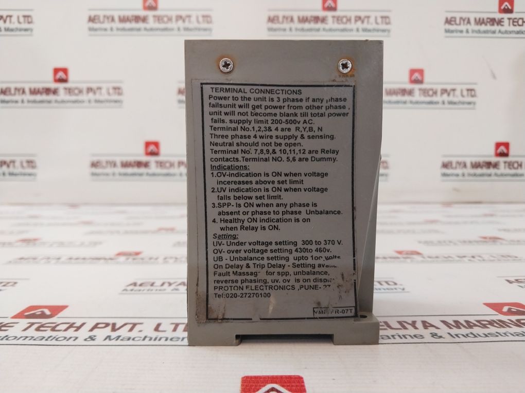 Proton Vmr/Pr-07T Voltage Monitor Relay 200-500V Ac