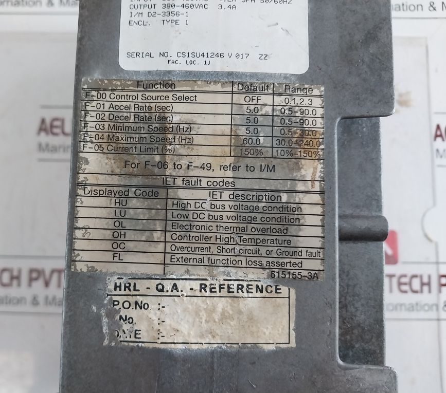 Reliance Electric 1Su41002 2Hp Ac Drive Sp500