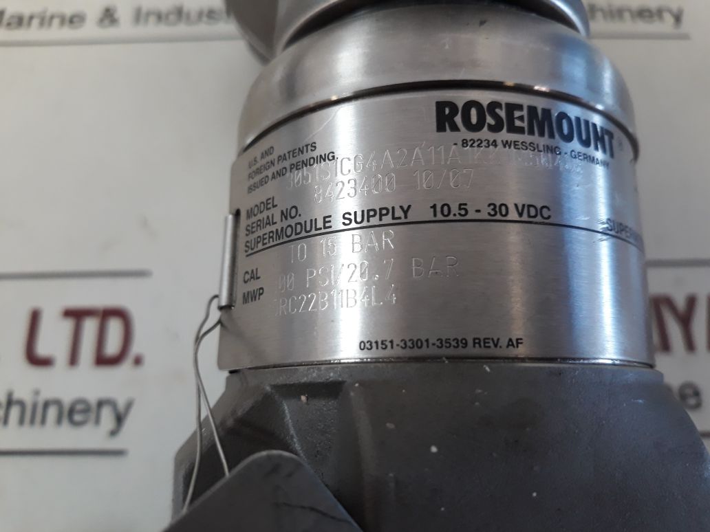 Rosemount 3051S1Cg4A2A11A1Kk1M5Q4Q8 Pressure Transmitter 15 Bar