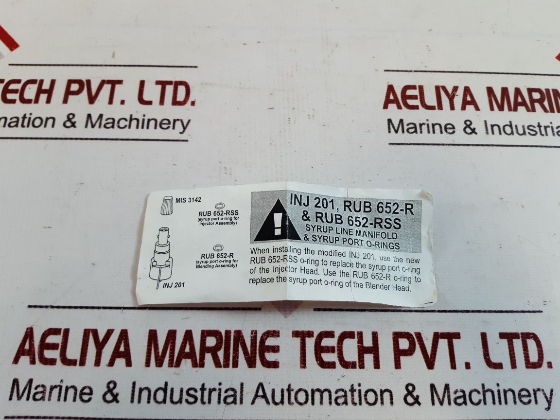 Inj 201, Rub 652-rss, Rub 652-r Syrup Line Manifold & Syrup Port O-rings