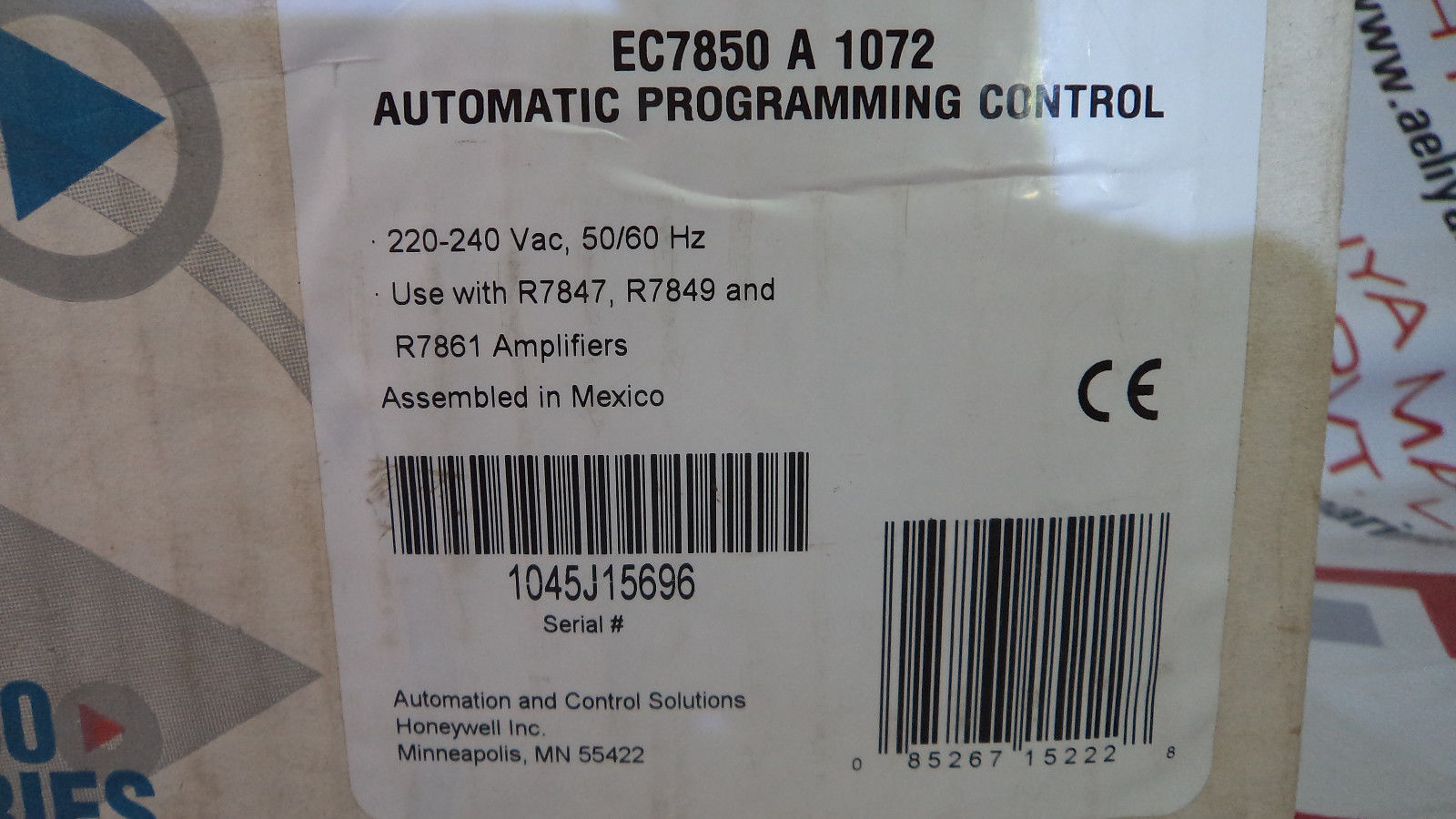 Honeywell 7800 series burner control ec7850 a 1072