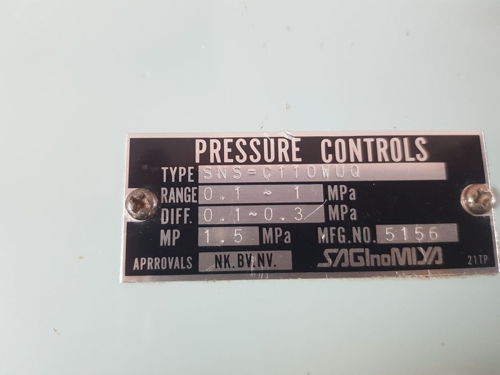 Saginomiya Sns-c110Wuq Pressure Controls