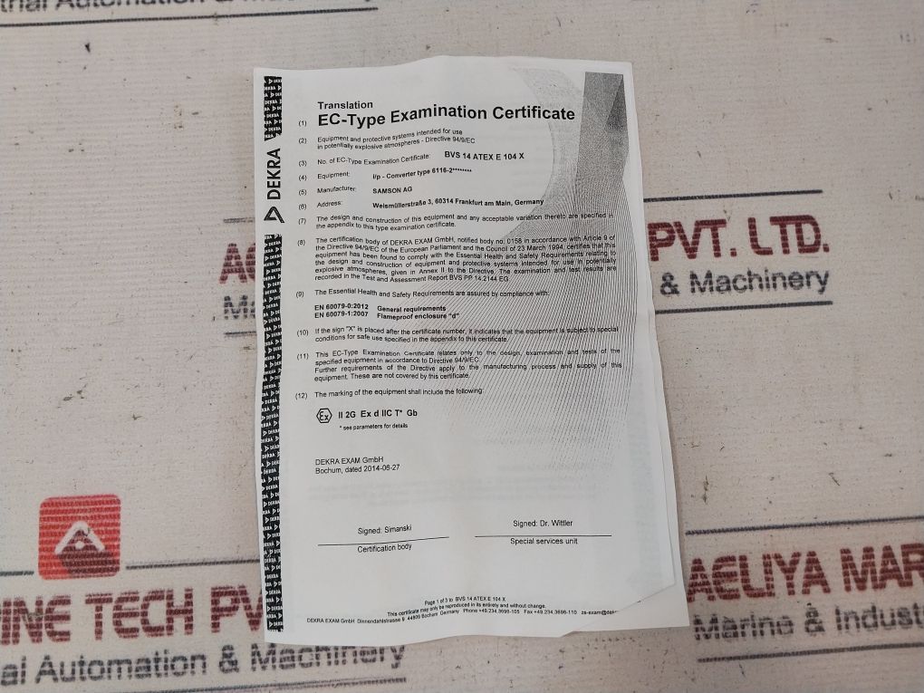 Samson 6116 Electropneumatic Converter 6116-010101121100000.01