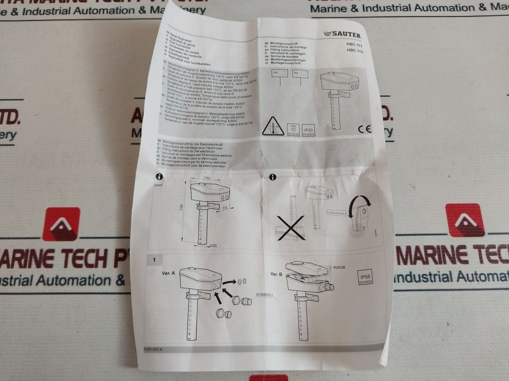 Sauter Hbc111F001 Duct-mounted Humidistat