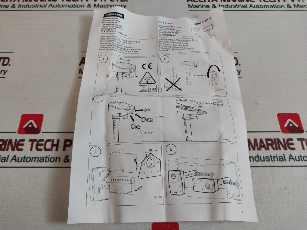 Sauter Hbc111F001 Duct-mounted Humidistat 250V