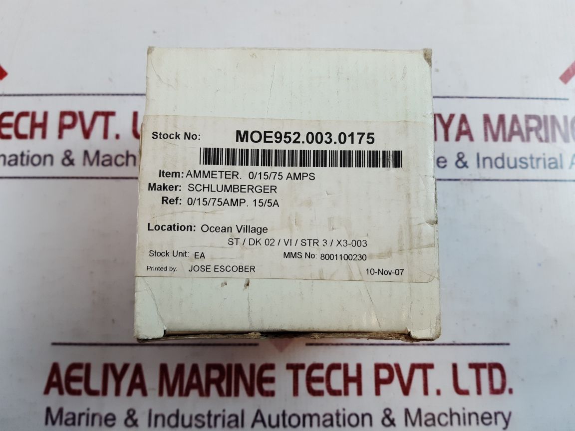 Schlumberger Ammeter. 0/15/75 Amps