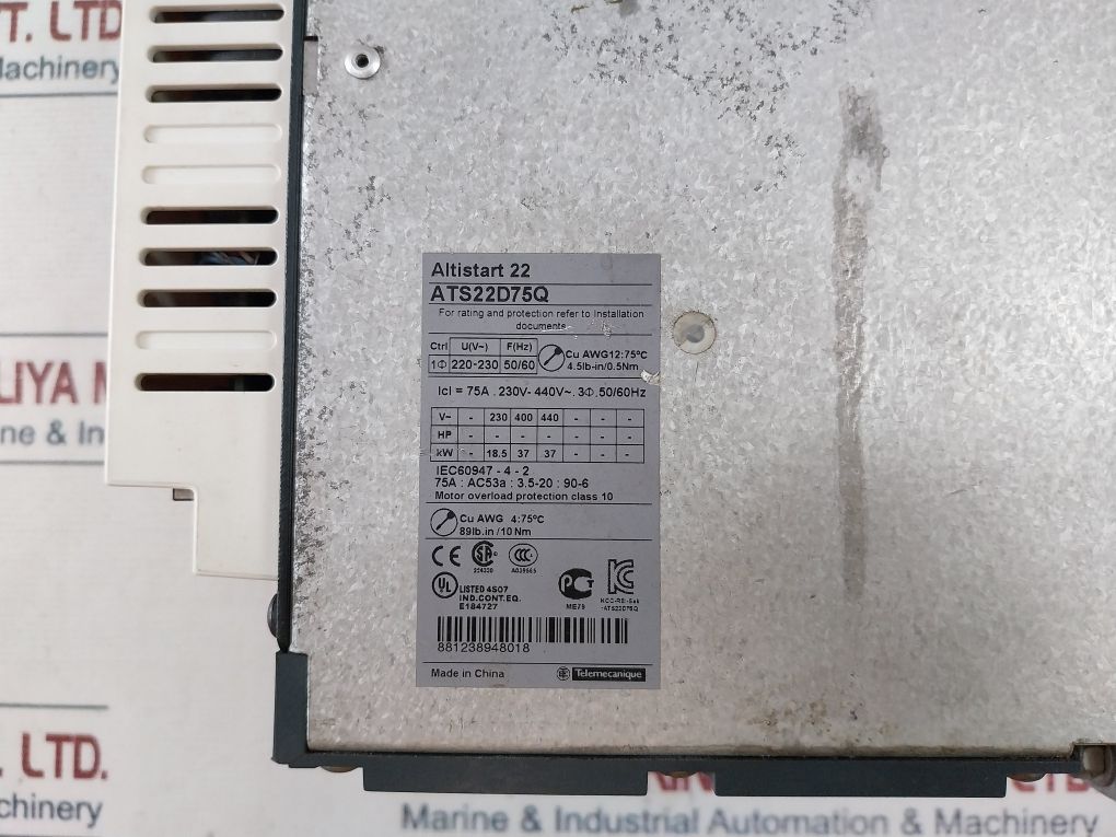 Schneider Electric Ats22D75Q Motor Drive Soft Starter