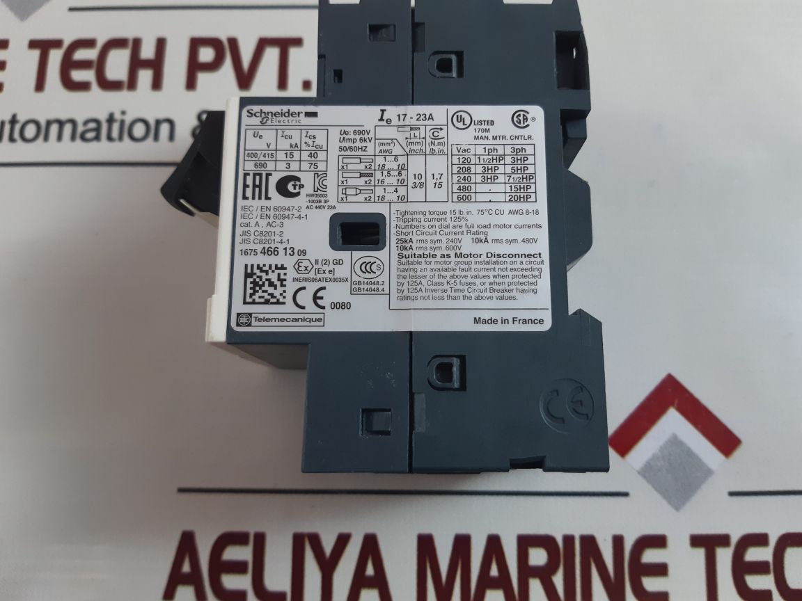 Schneider electric/telemecanique gv2me21 motor circuit breaker 17-23a