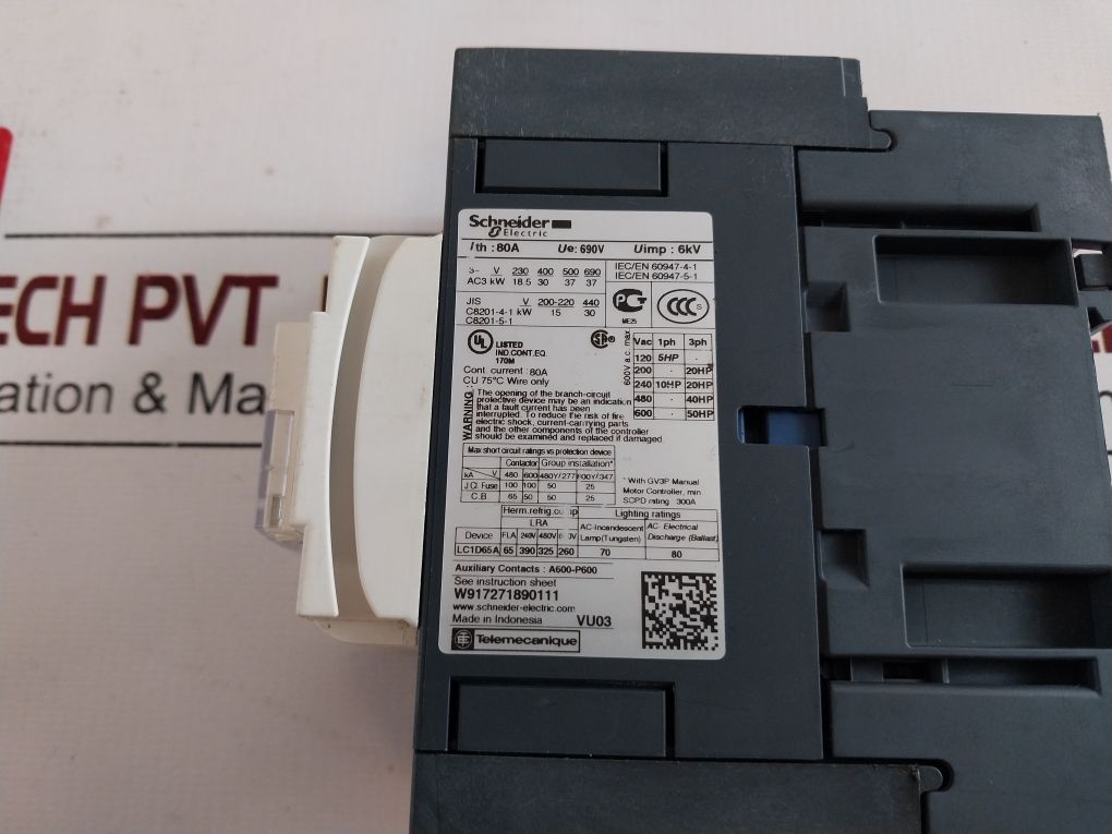 Schneider Electric Lc1D65A Contactor