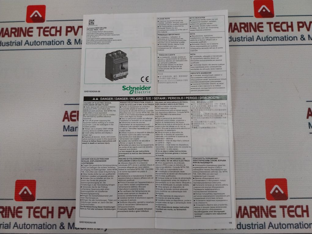 Schneider Electric Lv431411X62A250 Moulded Case Circuit Breaker 250A