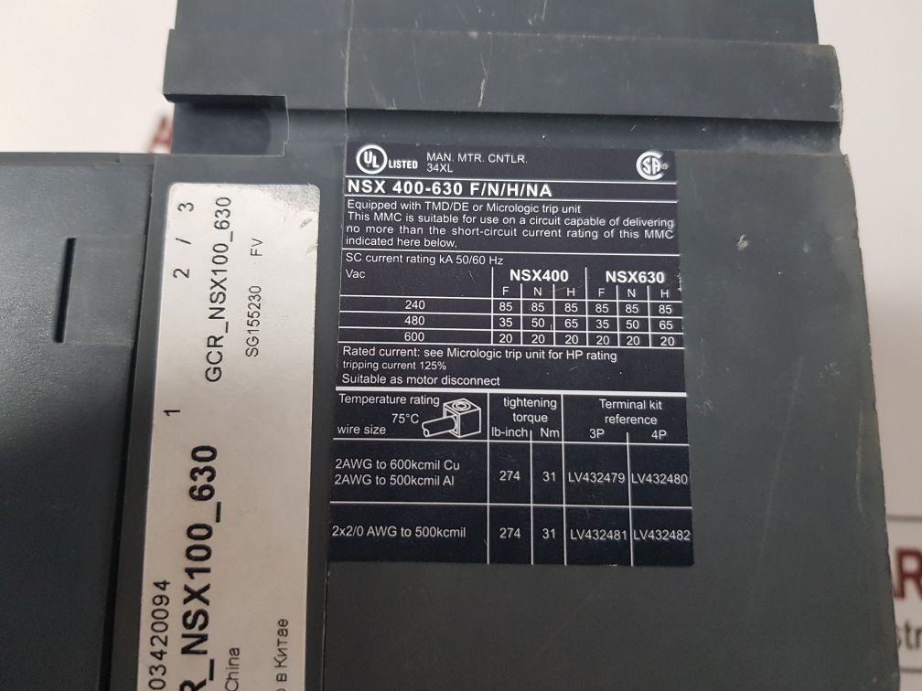 Schneider Electric Nsx630N Compact Circuit Breaker With Gcr_Nsx100_630
