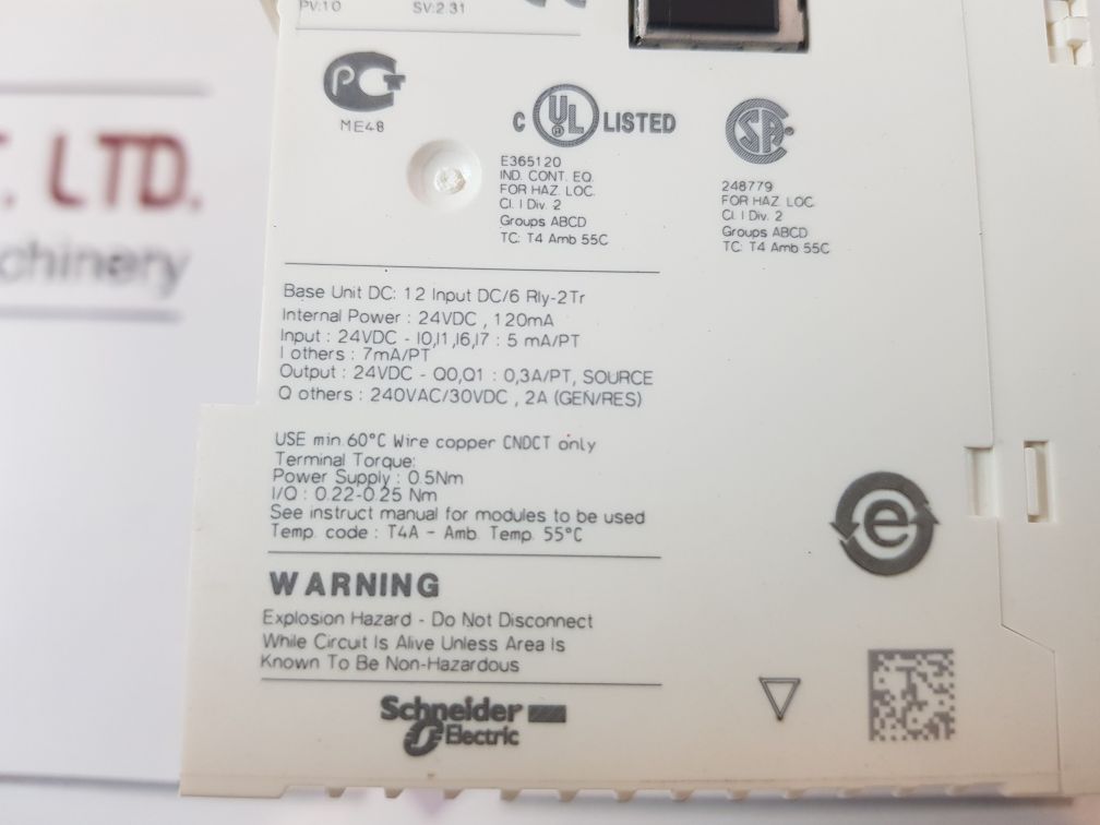 Schneider Electric Otb1E0Dm9Lp,Tm2Ami8Ht,Tm2Dmm8Drt Module Rack