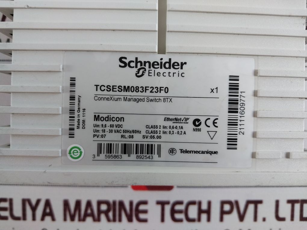 Schneider Electric Tcsesm083F23F0 Connexium Managed Switch 8Tx 18-30 Vac
