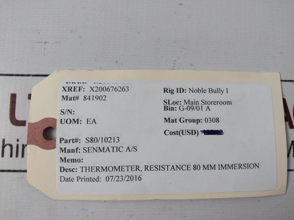 Senmatic S80/10213 Resistance 80 Mm Immersion Thermometer Free Shiping