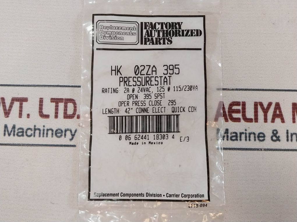 Sensata Carrier Ps80-03-0018 Pressure Switch Hk02Za395A