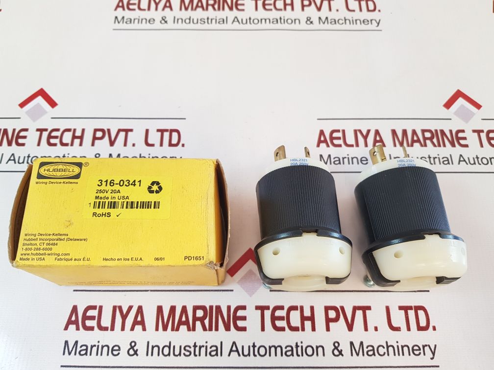 Spina Hubbell Twist-Lock NEMA L6-20P 20A 250V – Presa Industriale Girevole 2 Poli 3 Fili Nuova