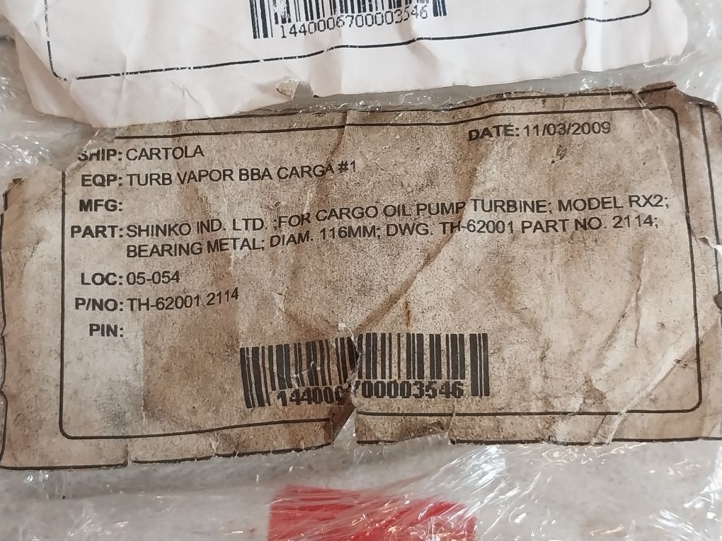 Shinko Rx 2 Turbine Bearing Metal Set 2114
