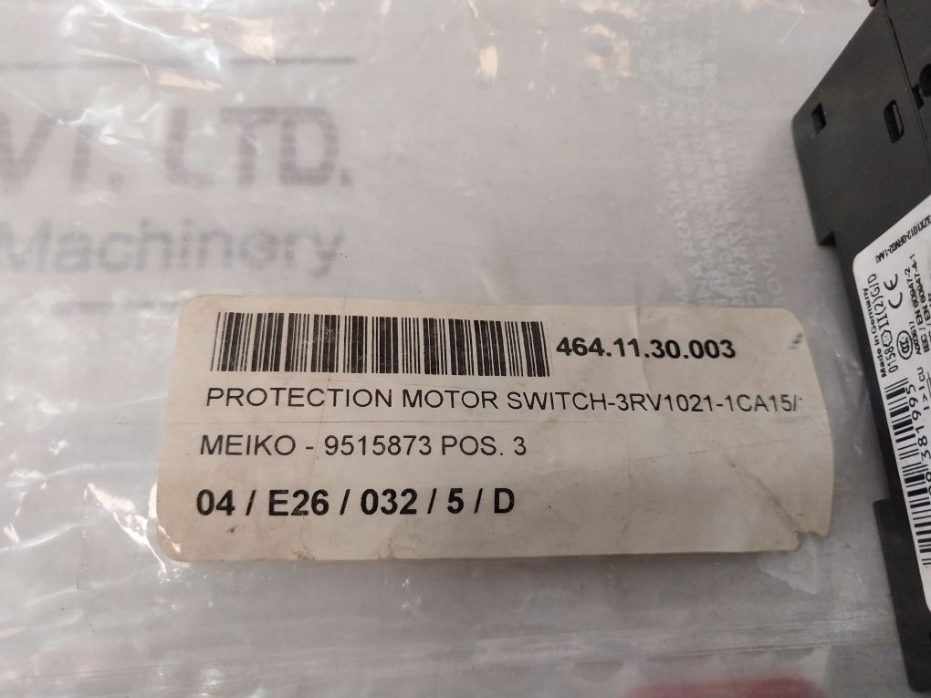 Siemens 3Rv1021-1Ca15 Protection Motor Switch 50/60 Hz