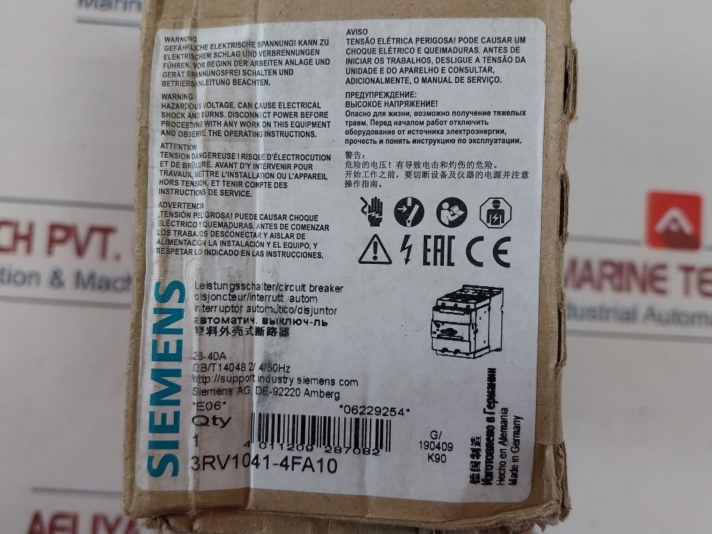 Siemens 3Rv1041-4Fa10 Motor Circuit Breaker