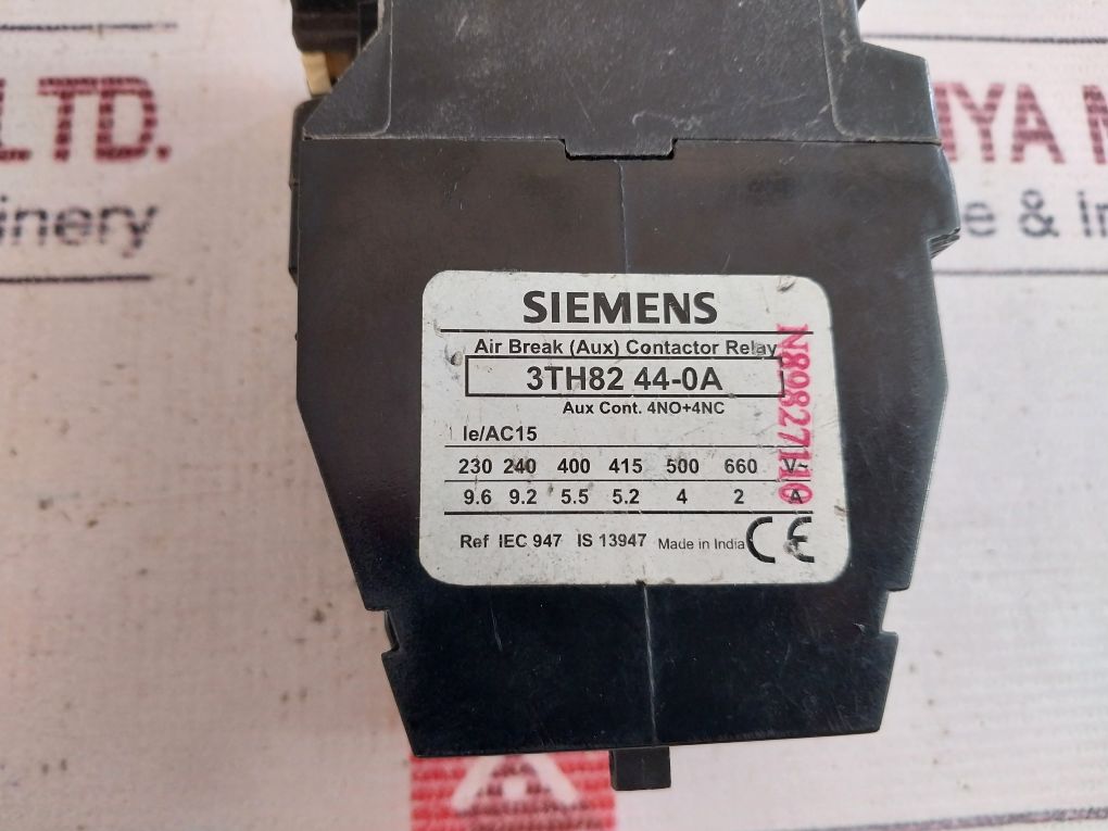 Siemens 3Th82 44-0A Air Break (Aux) Contactor Relay