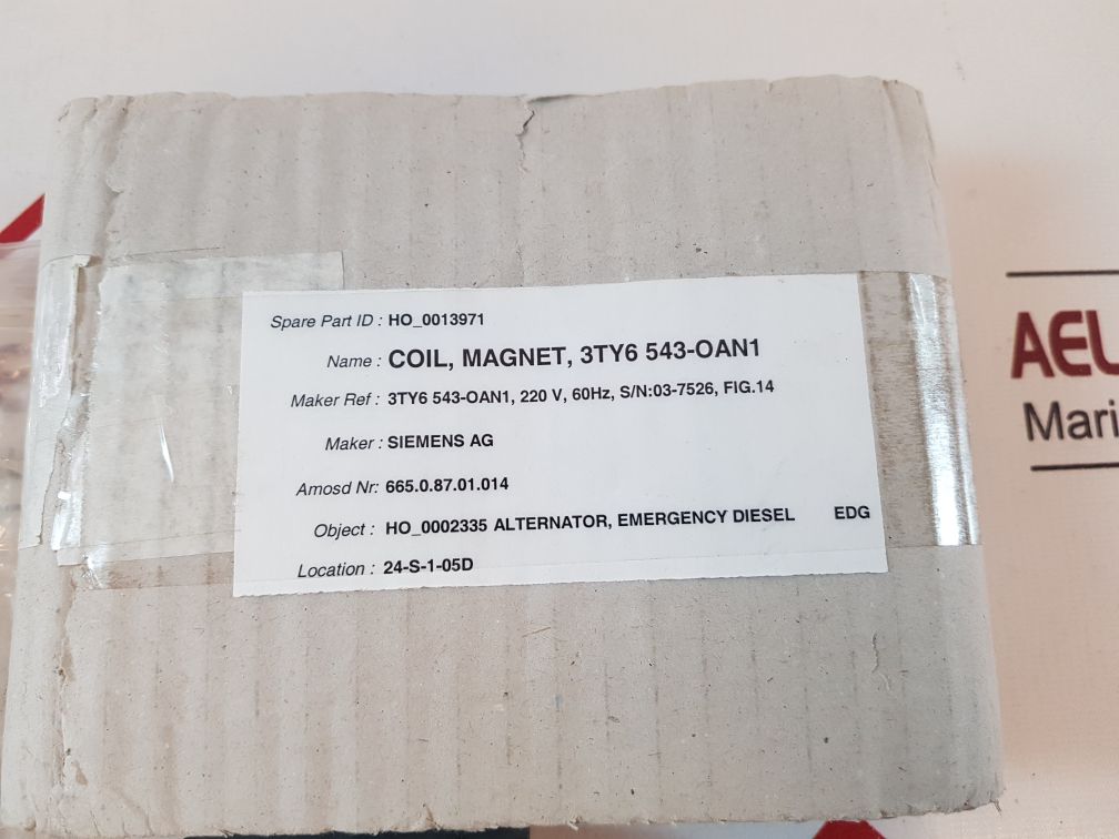 Siemens 3Ty6 543-0An1 Magnet Coil