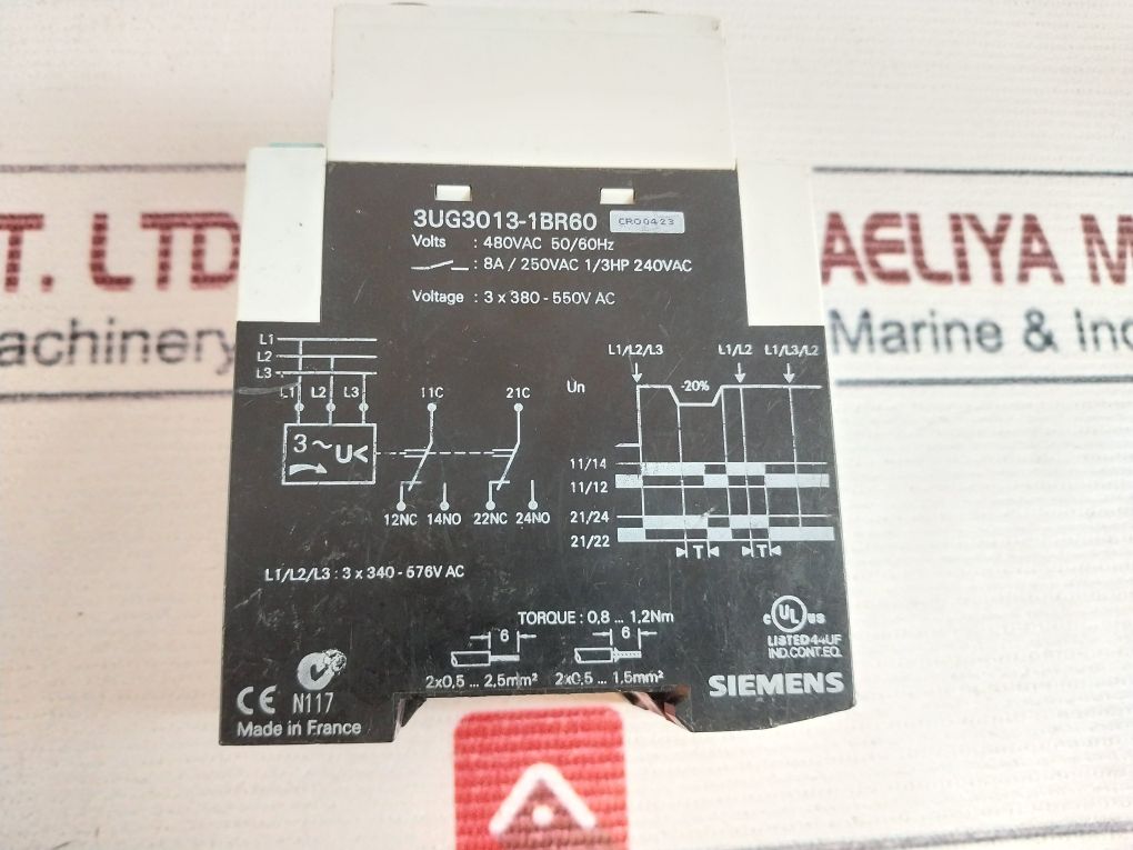 Siemens 3Ug30-13-1Br60 Monitoring Relay 480Vac 50/60Hz